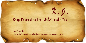Kupferstein Jónás névjegykártya